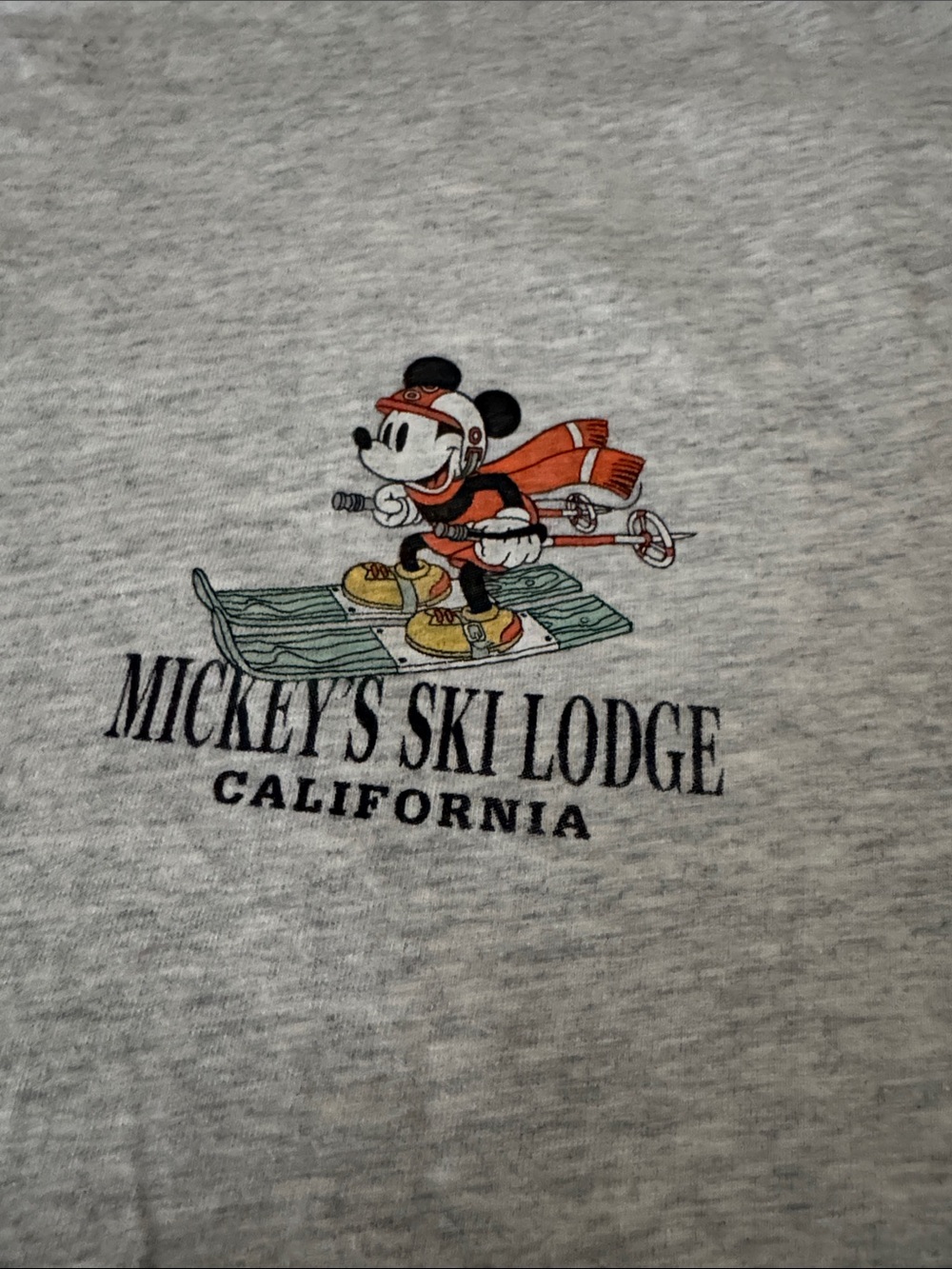 Hollister Light Heather Gray Short Sleeve Tee with Disney Mickey ski - Picture 2 of 4